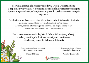 Życzenia z okazji Międzynarodowego Dnia Wolontar